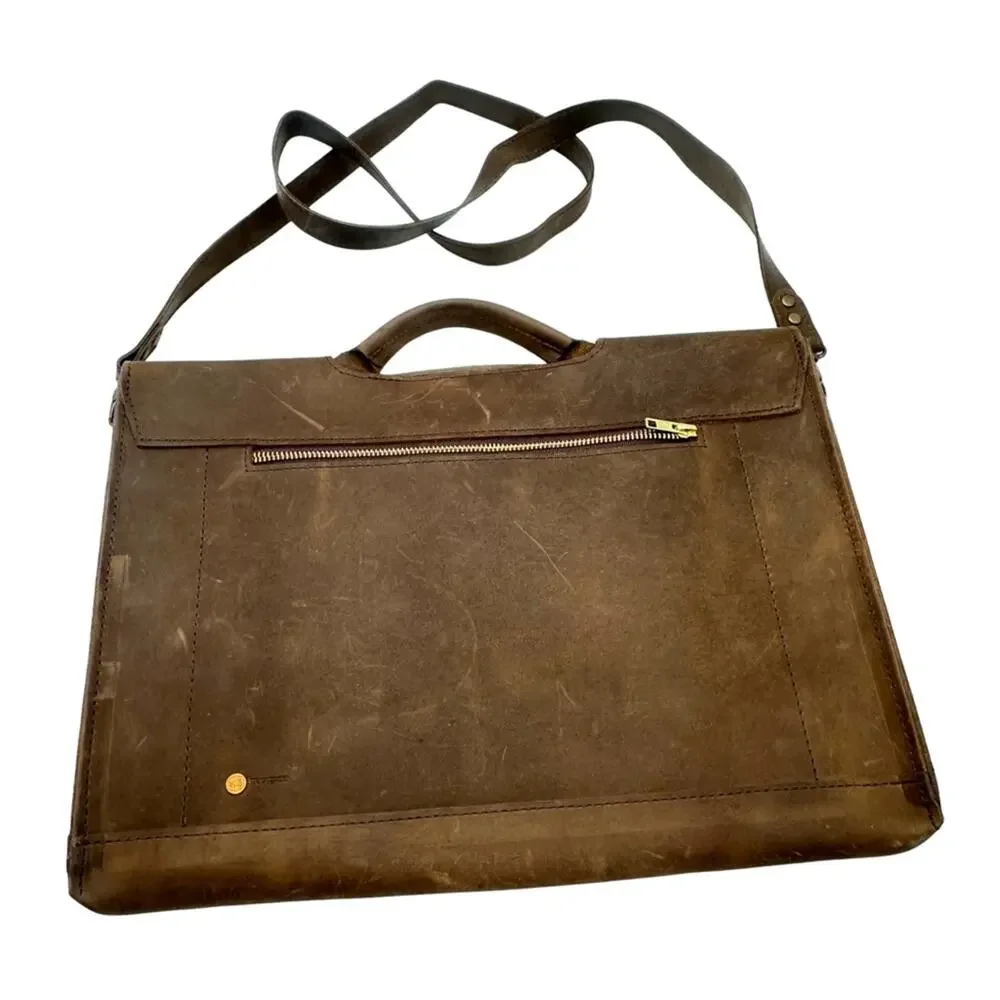Rustico Leather Briefcase - Brown Leather UNISEX laptop/docs Bag